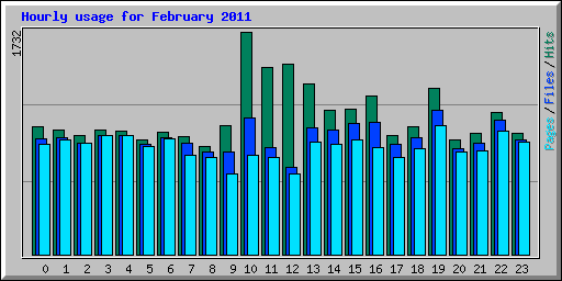 Hourly usage for February 2011