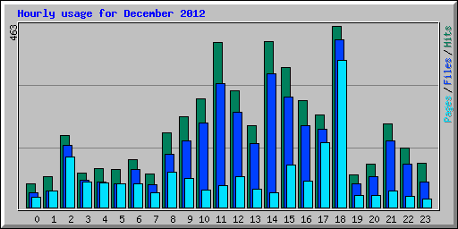 Hourly usage for December 2012