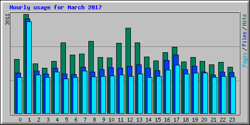 Hourly usage for March 2017